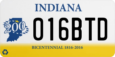 IN license plate 016BTD