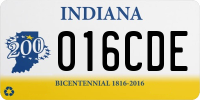 IN license plate 016CDE