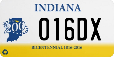 IN license plate 016DX