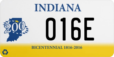 IN license plate 016E