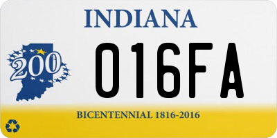 IN license plate 016FA