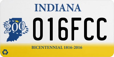 IN license plate 016FCC