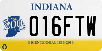 IN license plate 016FTW