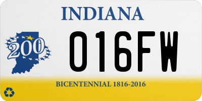 IN license plate 016FW