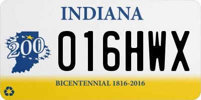 IN license plate 016HWX