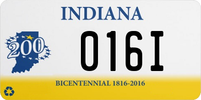 IN license plate 016I