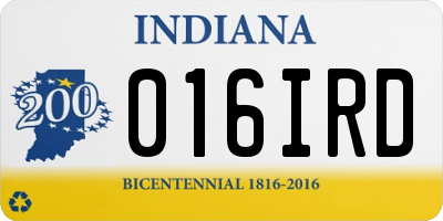 IN license plate 016IRD