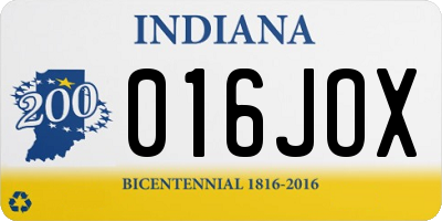 IN license plate 016JOX