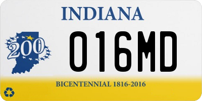 IN license plate 016MD