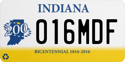 IN license plate 016MDF