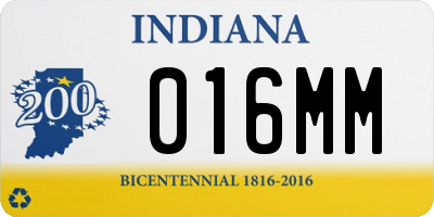 IN license plate 016MM
