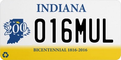 IN license plate 016MUL