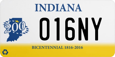 IN license plate 016NY