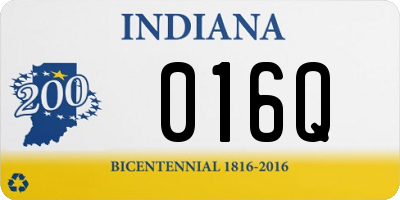 IN license plate 016Q