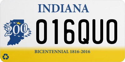 IN license plate 016QUO