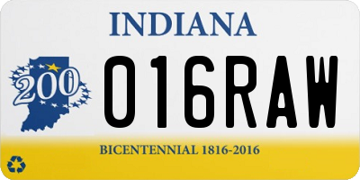 IN license plate 016RAW
