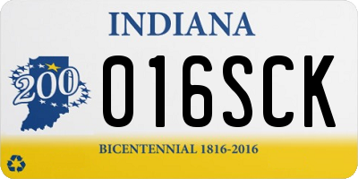 IN license plate 016SCK
