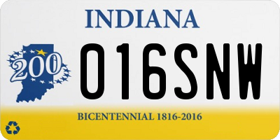 IN license plate 016SNW