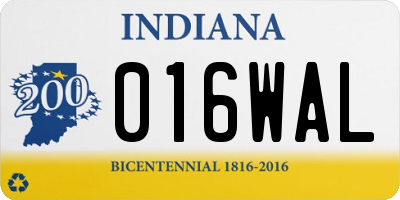IN license plate 016WAL