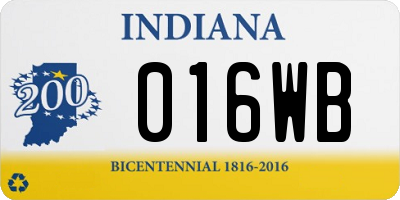 IN license plate 016WB