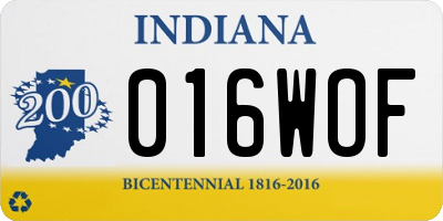 IN license plate 016WOF