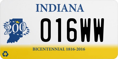 IN license plate 016WW