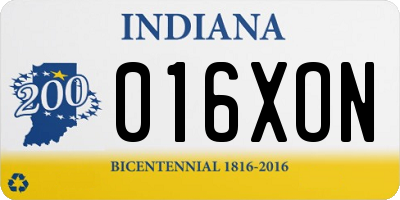 IN license plate 016XON