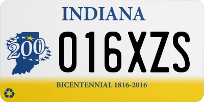IN license plate 016XZS