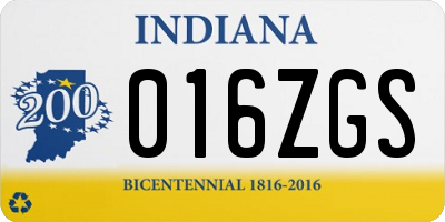 IN license plate 016ZGS