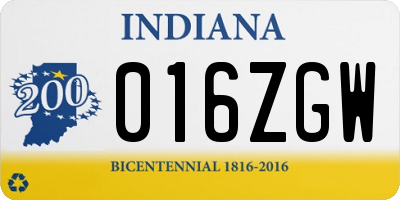 IN license plate 016ZGW