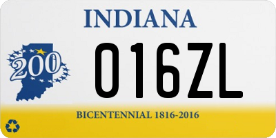 IN license plate 016ZL