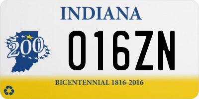 IN license plate 016ZN