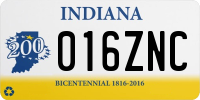 IN license plate 016ZNC