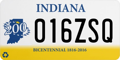 IN license plate 016ZSQ