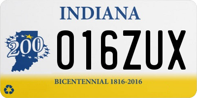 IN license plate 016ZUX