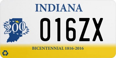 IN license plate 016ZX