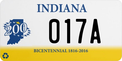 IN license plate 017A