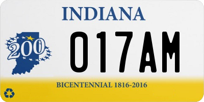 IN license plate 017AM