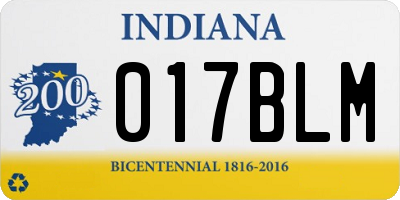 IN license plate 017BLM