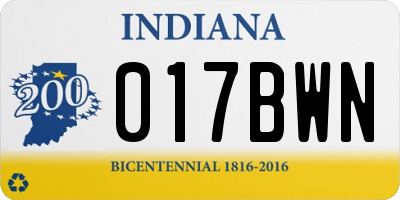 IN license plate 017BWN