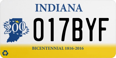 IN license plate 017BYF