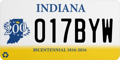 IN license plate 017BYW