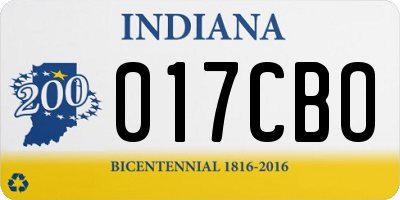 IN license plate 017CBO