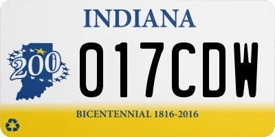 IN license plate 017CDW