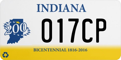 IN license plate 017CP