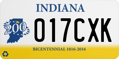 IN license plate 017CXK