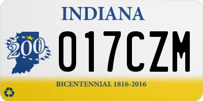 IN license plate 017CZM