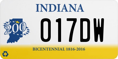 IN license plate 017DW