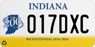 IN license plate 017DXC