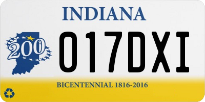 IN license plate 017DXI